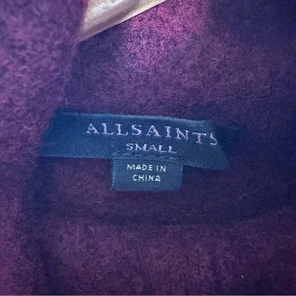 AllSaints Merlot Lock Roll Wool Blend Sweater Size Small - Picture 5 of 10